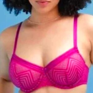 ThirdLove Graphic Mesh Demi Bra in Fuchsia Size 42D